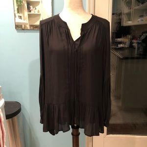 RO & DE Semi Sheer Black Tunic Top M Romantic